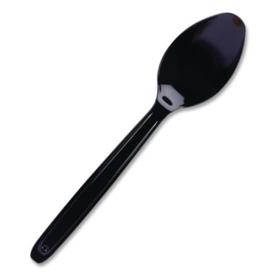 WNA Cutlery for Cutlerease Dispensing System, Mediumweight Spoon, Plastic, Black, 960/Box (CEASESP960BL)
