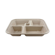 World Centric Fiber Bento Box Containers, 5-Compartment, 11.8 x 9.4 x 2, Natural, 300/Carton (TRSCBB)