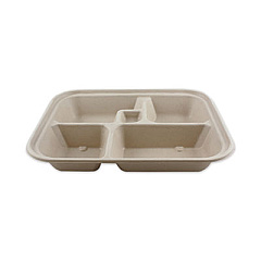 World Centric Fiber Bento Box Containers, 5-Compartment, 11.8 x 9.4 x 2, Natural, 300/Carton (TRSCBB)