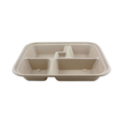 World Centric Fiber Bento Box Containers, 5-Compartment, 11.8 x 9.4 x 2, Natural, 300/Carton (TRSCBB)