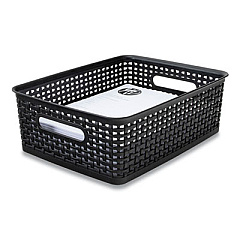 Advantus PLASTIC WEAVE BIN, MEDIUM, 14" X 10.5" X 4.63", BLACK (130414)