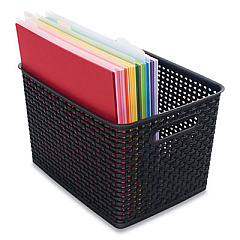 Advantus PLASTIC WEAVE BIN, LARGE, 13.5" X 10.5" X 8.75", BLACK (130415)