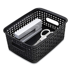 Advantus PLASTIC WEAVE BIN, SMALL, 10" X 7.5" X 4", BLACK (130440)
