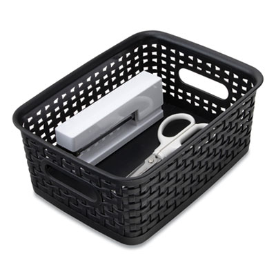 Advantus PLASTIC WEAVE BIN, SMALL, 10" X 7.5" X 4", BLACK (130440)