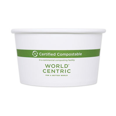 World Centric Paper Bowls, 16 oz, 4.4" Diameter x 3" h, White, 500/Carton (BOPA16)