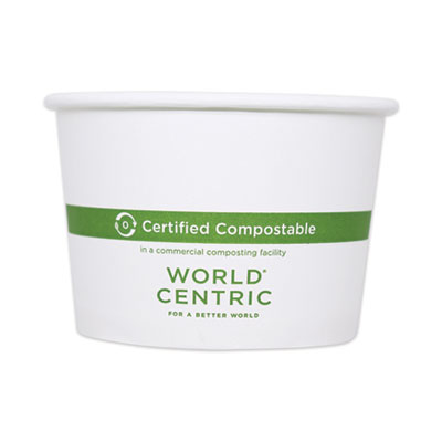 World Centric Paper Bowls, 32 oz, 4.4" Diameter x 5.8" h, White, 500/Carton (BOPA32)