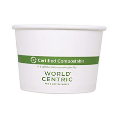 World Centric Paper Bowls, 8 oz, 3.5" Diameter x 2.3" h, White, 1,000/Carton (BOPA8)