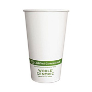 World Centric Paper Hot Cups, 16 oz, White, 1,000/Carton (CUPA16)