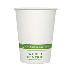 World Centric Paper Hot Cups, 12 oz, White, 1,000/Carton (CUPA12)
