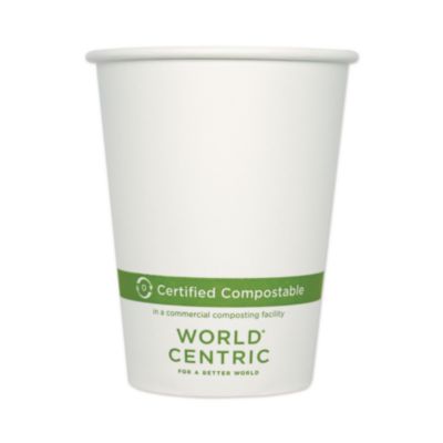 World Centric Paper Hot Cups, 12 oz, White, 1,000/Carton (CUPA12)