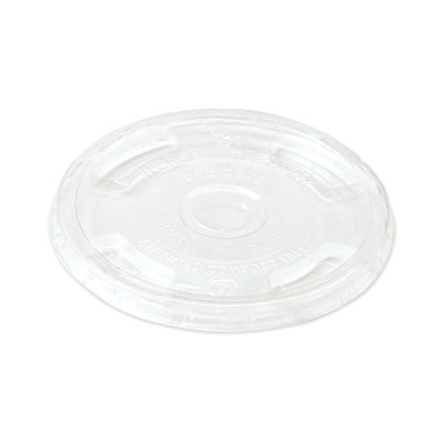 World Centric PLA Clear Cold Cup Lids, Flat Lid, Fits 9 oz to 24 oz Cold Cups, Plastic, Clear, 1,000/Carton (CPLCS12)