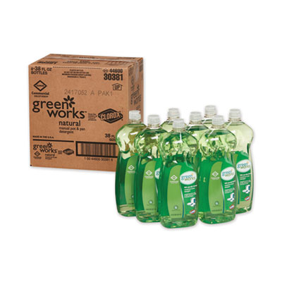 Green Works Manual Pot And Pan Dishwashing Liquid, 38 Oz Bottle, 8/carton (30381CT)
