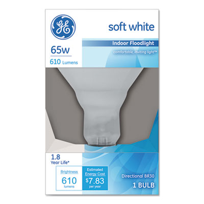 GE Incandescent Soft White BR30 Light Bulb, 65 W (20331)
