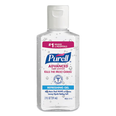 PURELL Advanced Gel Hand Sanitizer, 2 oz Flip-Cap Bottle, Refreshing Scent, 24/Carton (960624S)