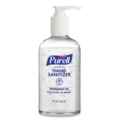 PURELL Advanced Gel Hand Sanitizer, 8 oz Pump Bottle, Refreshing Scent, 12/Carton (410212S)