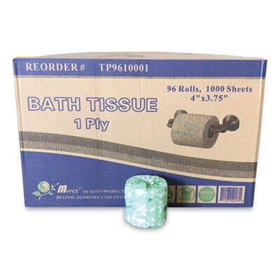 TEH TUNG ONE-PLY BATH TISSUE, SEPTIC SAFE, WHITE, 1,000 SHEETS/ROLL, 96 ROLLS/CARTON (TP9610001)