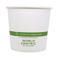 World Centric Paper Bowls, 24 oz, 4.4" Diameter x 4.4" h, White, 500/Carton (BOPA24)