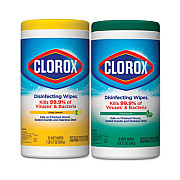 Clorox Disinfecting Wipes, 7 x 8, Fresh Scent/Citrus Blend, 75/Canister, 2/Pack (01599)