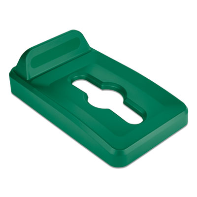 Rubbermaid Commercial Slim Jim Single Stream Recycling Top for Slim Jim Containers, 11.52 x 20.43 x 2.8, Green (2018301)