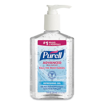 PURELL ADVANCED REFRESHING GEL HAND SANITIZER, CLEAN SCENT, 8 OZ PUMP BOTTLE, 12/CARTON (301512CMR)