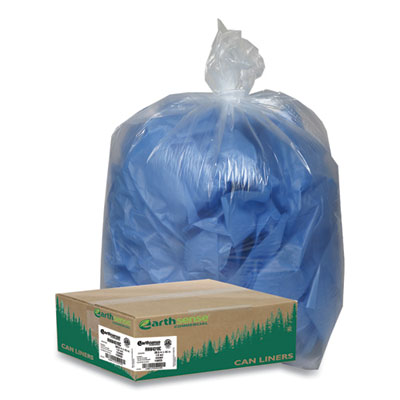 Earthsense Commercial Linear Low Density Clear Recycled Can Liners, 23 gal, 1 mil, 28.5" x 43", Clear, 150/Carton (RNW4310C)