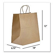 Prime Time Packaging Kraft Paper Bags, Bistro, 10 x 6.75 x 12, Natural, 250/Carton (NK10712)