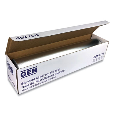 GEN Standard Aluminum Foil Roll, 18" x 1,000 ft, 4/Carton (GEN7116CT)
