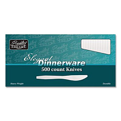 Berkley Square Elegant Dinnerware Heavyweight Cutlery, Knife, Plastic, White, 500/Box (1071010)