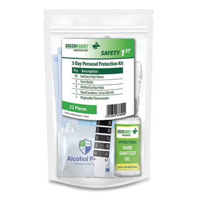Green Rabbit Safety 1st Five-Day Personal Protection Kit, 22 Pieces, Resealable Bag, 1 Kit, Delivered in 1-4 Business Days (60000202)