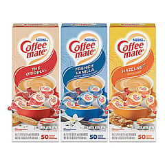 Coffee mate Liquid Coffee Creamer, Assorted Flavors, 0.38 oz Mini Cups, 150/Carton (46193CT)