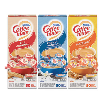 Coffee mate Liquid Coffee Creamer, Assorted Flavors, 0.38 oz Mini Cups, 150/Carton (46193CT)