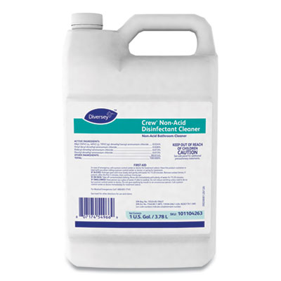 Diversey Crew Non-Acid Disinfectant Cleaner, 1 gal, Jug, Fresh Scent, 4/Carton (101104263)