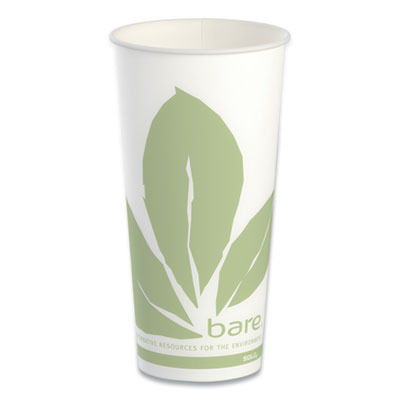 SOLO Bare Eco-Forward Paper Cold Cups, 22 oz, Green/White, 50/Sleeve, 20 Sleeves/Carton (RS22BBJD110)