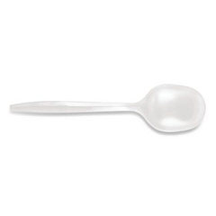 Berkley Square Mediumweight Polypropylene Cutlery, Soup Spoon, Plastic, White, 1,000/Carton (1014000)