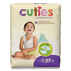 Cuties PREMIUM JUMBO DIAPERS, SIZE 5, OVER 27 LBS, 108/CARTON (72924)