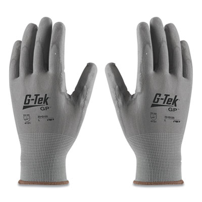 G-Tek GP POLYURETHANE-COATED NYLON GLOVES, SMALL, GRAY, 12 PAIRS (179923)