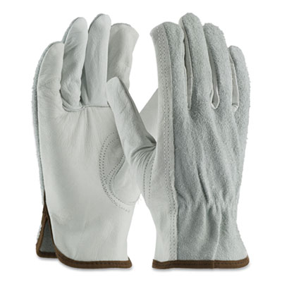 PIP TOP-GRAIN COWHIDE LEATHER WORK GLOVES, REGULAR GRADE, LARGE, GRAY (179955)