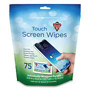Dust-Off Touch Screen Wipes, 5 x 7.75, 75 Individual Foil Packets (DTSW75)