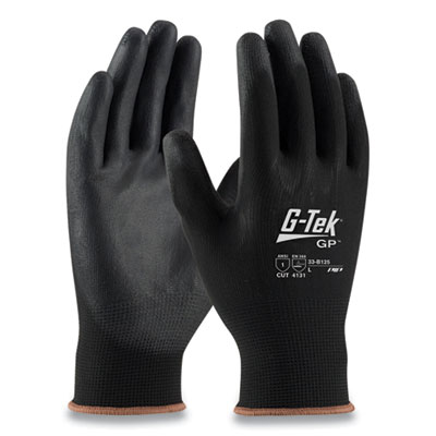 G-Tek GP POLYURETHANE-COATED NYLON GLOVES, MEDIUM, BLACK, 12 PAIRS (177596)