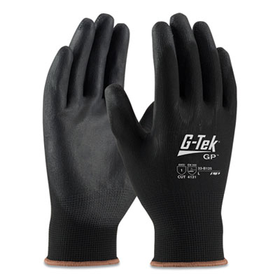 G-Tek GP POLYURETHANE-COATED NYLON GLOVES, X-LARGE, BLACK, 12 PAIRS (179498)