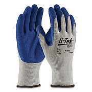 G-Tek GP LATEX-COATED COTTON/POLYESTER GLOVES, LARGE, GRAY/BLUE, 12 PAIRS (179962)