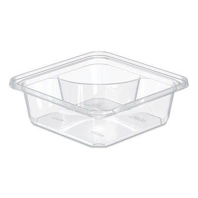 Dart TamperGuard Snack Boxes, 2 Compartments, 6.3 x 6.3 x 2.1, Clear, Plastic, 300/Carton (SBTG2)
