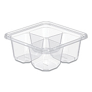 Dart TamperGuard Snack Boxes, 4 Compartments, 6.3 x 6.3 x 2.6, Clear, Plastic, 300/Carton (SBTG4)