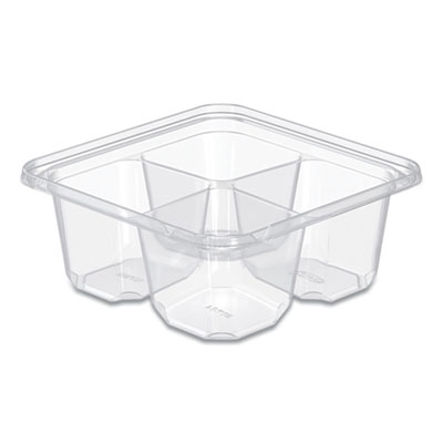 Dart TamperGuard Snack Boxes, 4 Compartments, 6.3 x 6.3 x 2.6, Clear, Plastic, 300/Carton (SBTG4)
