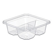 Dart TamperGuard Snack Boxes, 3 Compartments, 6.3 x 6.3 x 2.1, Clear, Plastic, 300/Carton (SBTG3)