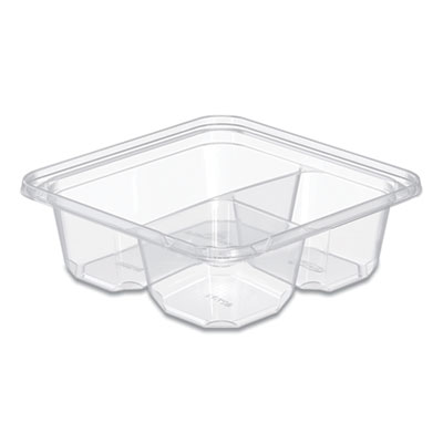 Dart TamperGuard Snack Boxes, 3 Compartments, 6.3 x 6.3 x 2.1, Clear, Plastic, 300/Carton (SBTG3)