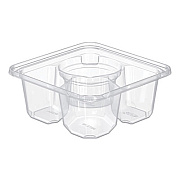 Dart TamperGuard Snack Boxes, 3 Compartments, 6.3 x 6.3 x 2.6, Clear, Plastic, 300/Carton (SBTG3W)