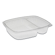 Pactiv Evergreen Showcase Deli Container Base, 3-Compartment, 10 oz; 23 oz, 9 x 7.4 x 1.5, Clear, 220/Carton (YCI854200000)