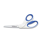 Westcott NON-STICK TITANIUM BONDED SCISSORS, 8" LONG, 3.25" CUT LENGTH, WHITE/BLUE BENT HANDLE (2397202)