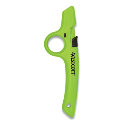 Westcott FULL SIZE RETRACTABLE BOX CUTTER, PLASTIC HANDLE, GREEN, 6/BOX (24403730)